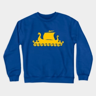 Cute Yellow Viking Ship Silhouette Crewneck Sweatshirt